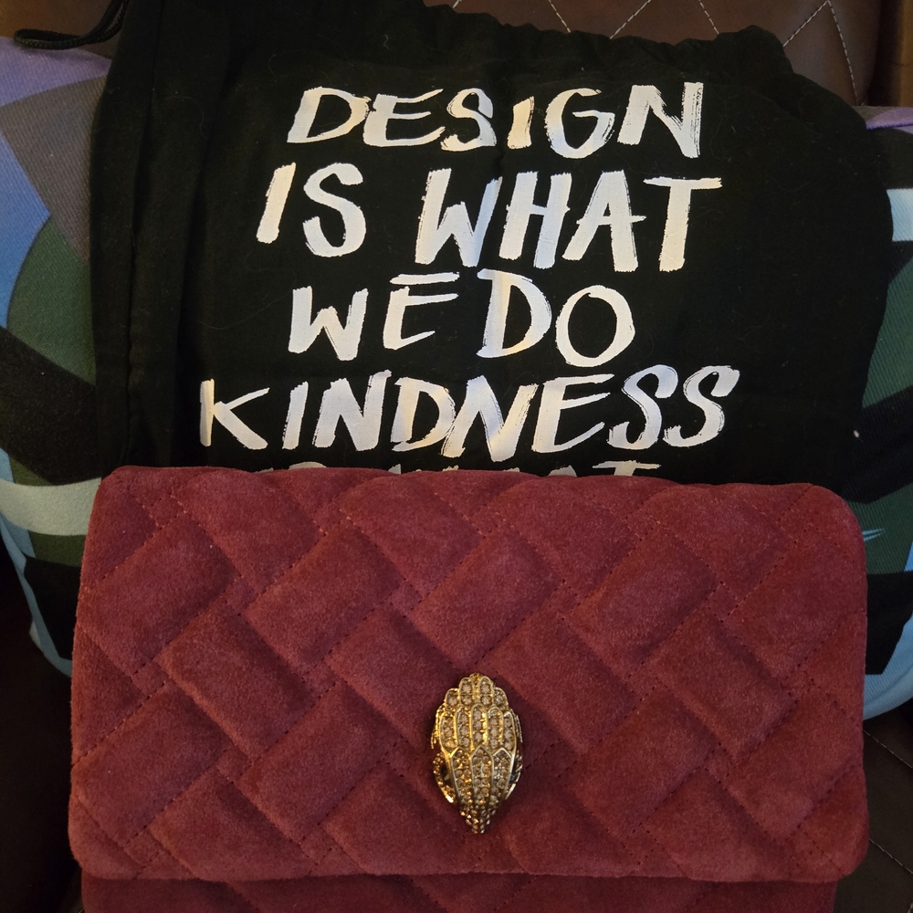 Kurt Geiger Burgundy Clutch with Gold Accent